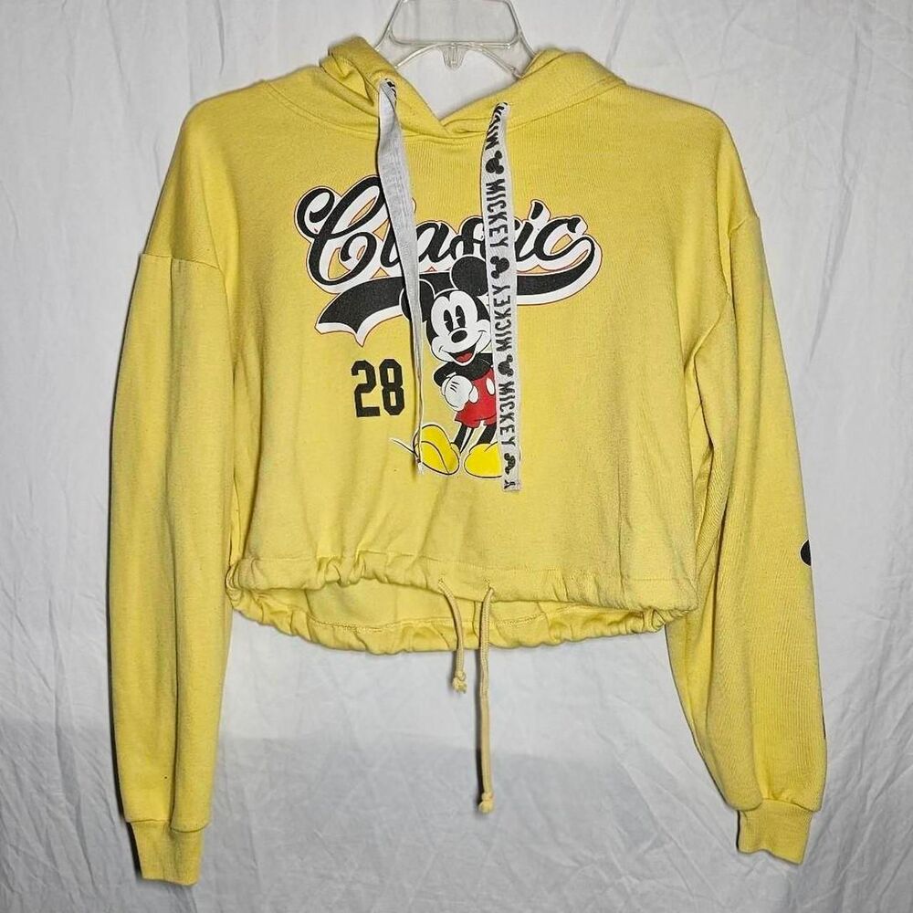 yellow mickey mouse disney cropped hoodie